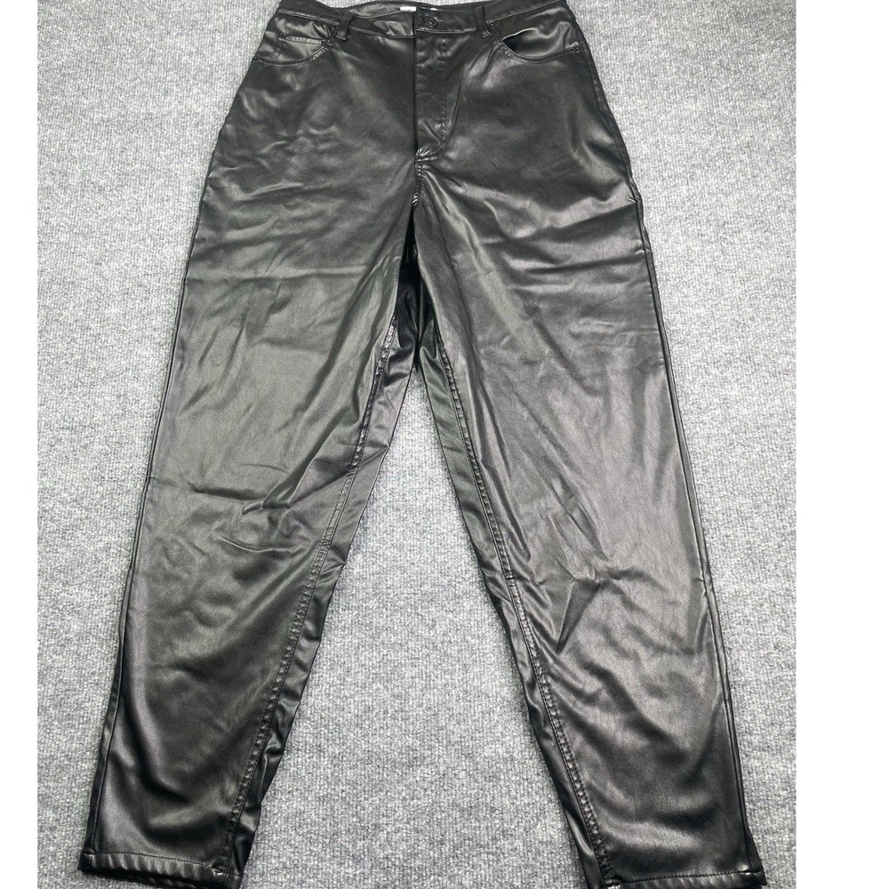 Juicy‎ Couture Rodeo Faux Leather Pants Womens 29 Black High Waisted Tapered Leg
